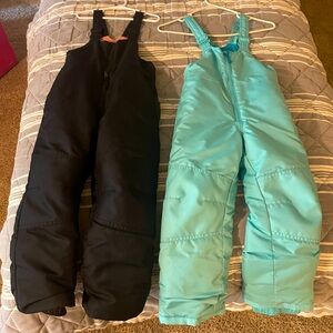 Two All in Motion Black and Aqua Girls Snow Bibs. Size XS (4T/5T) on both